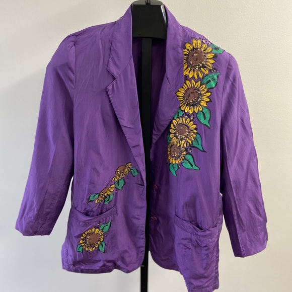 Beautiful Vintage Silk Painted Blazer - Picture 1 of 2